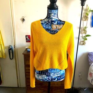 Adorable Yellow V-Neck Crop Top Sweater